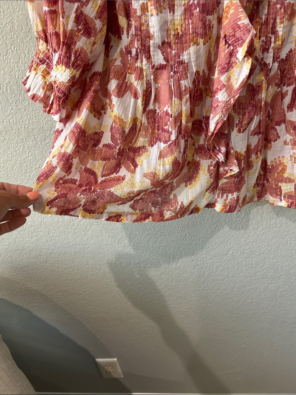 a.n.a Rust & Cream Floral Ruffle Blouse - Picture 6 of 11